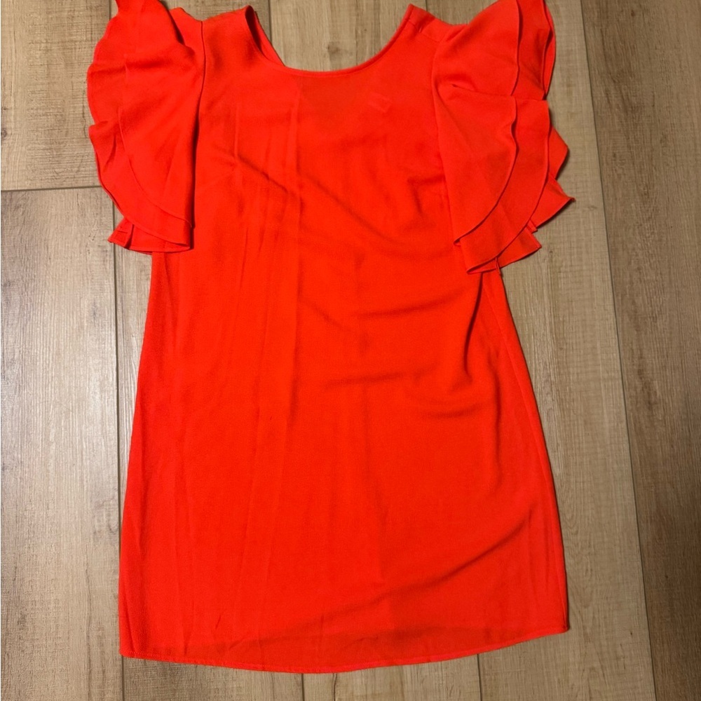 Orange/Coral Ruffle Sleeve Dress Professional